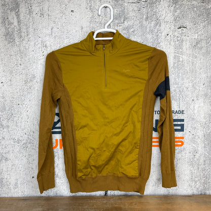 Rapha Merino Zip Extra Small Old Gold Cool Weather Windbreaker Jersey