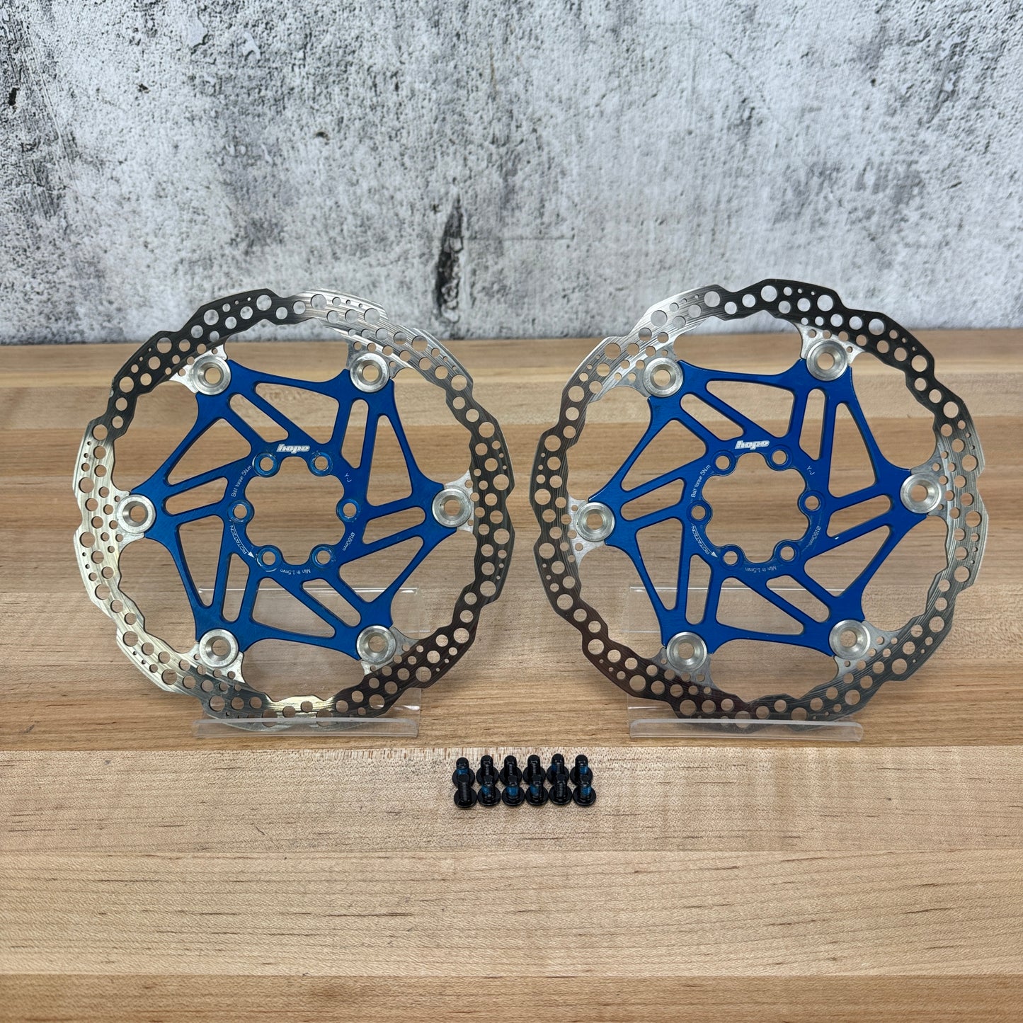 Hope Floating 6-Bolt 180/180mm Blue MTB Bike Brake Rotors 323g