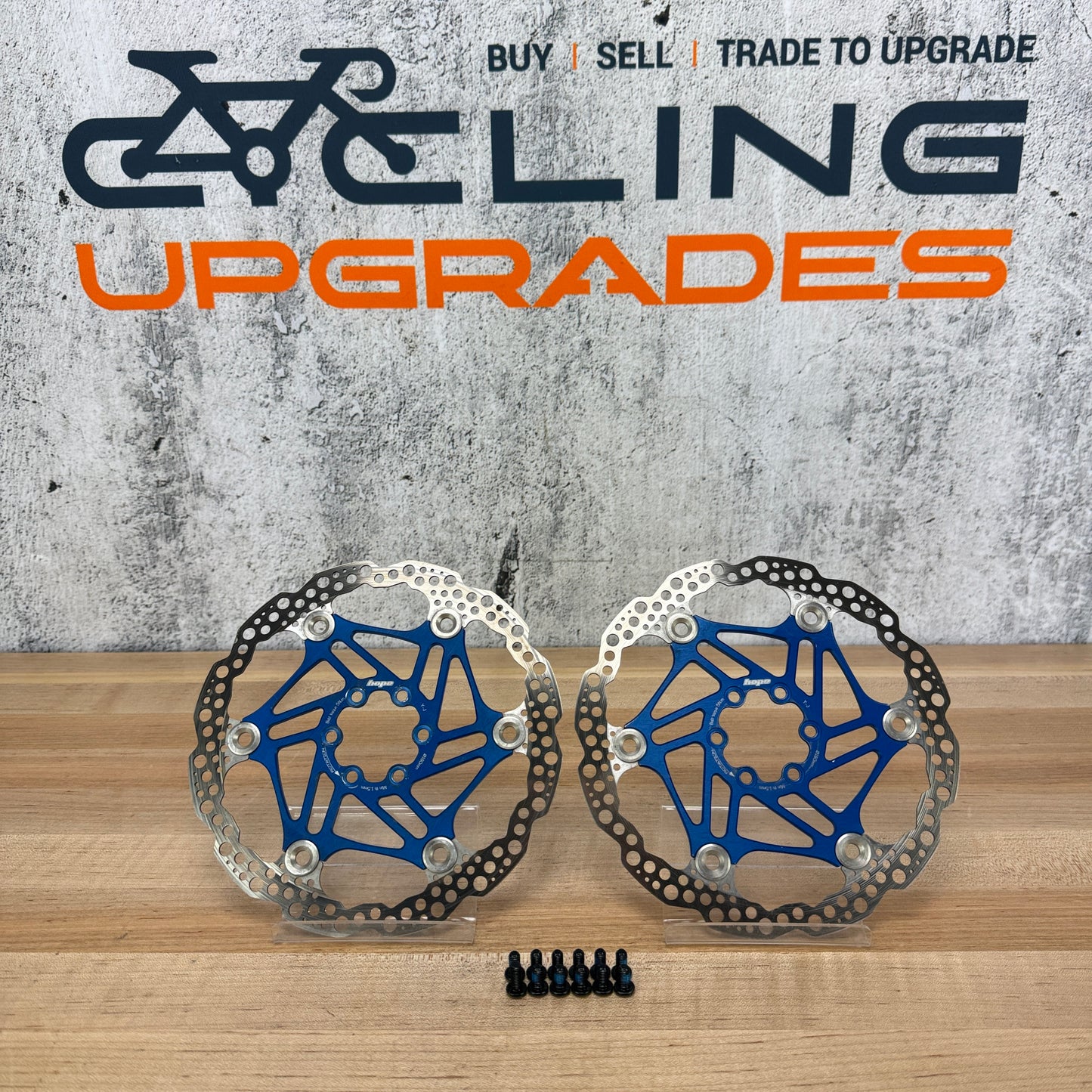 Hope Floating 6-Bolt 180/180mm Blue MTB Bike Brake Rotors 323g