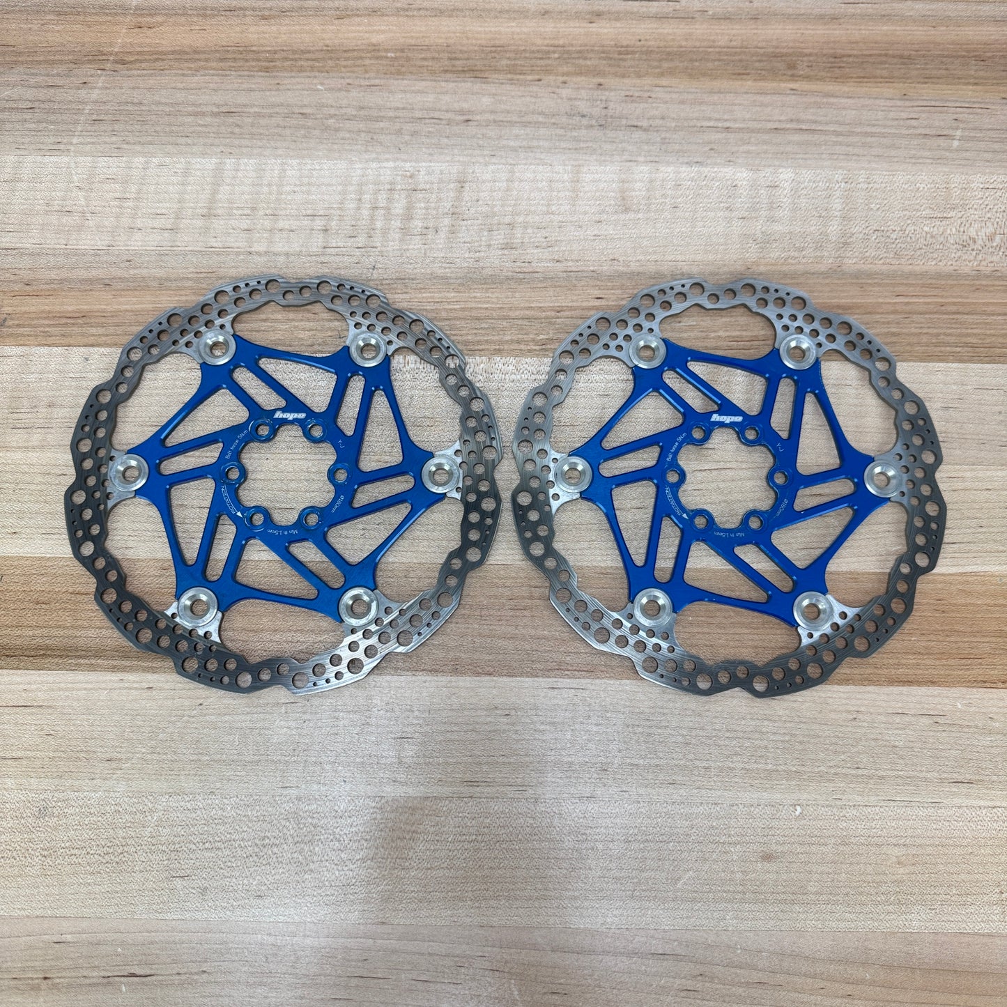 Hope Floating 6-Bolt 180/180mm Blue MTB Bike Brake Rotors 323g