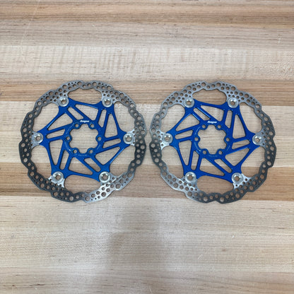 Hope Floating 6-Bolt 180/180mm Blue MTB Bike Brake Rotors 323g