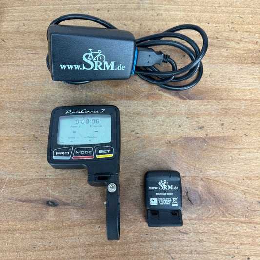 SRM Power Control PC7 Head Unit Black Cycling Computer 99g w/ Speed Sensor