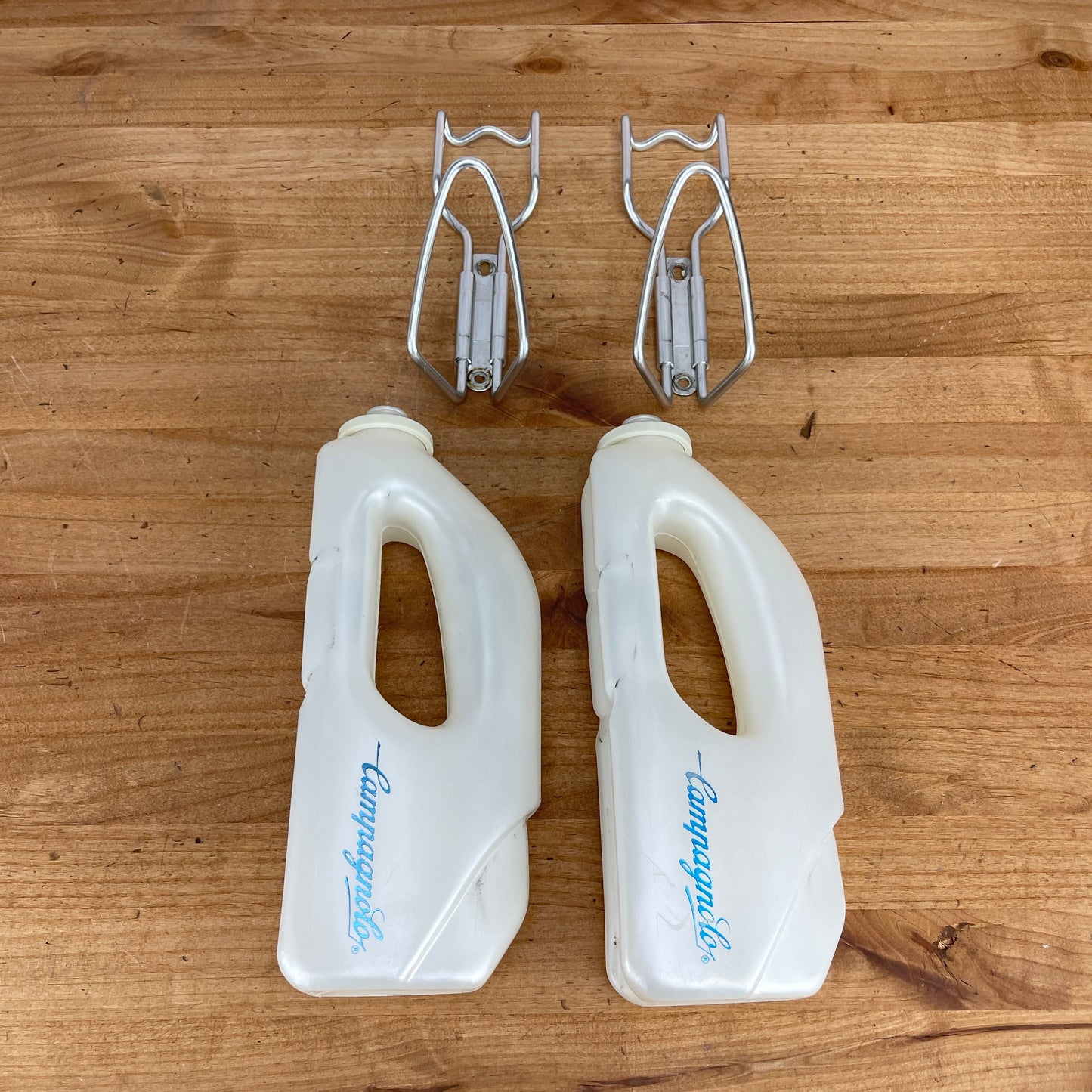 Vintage! Pair Campagnolo Borraccia Biodinamica 500 Water Bottle Cages + Bottles