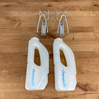 Vintage! Pair Campagnolo Borraccia Biodinamica 500 Water Bottle Cages + Bottles