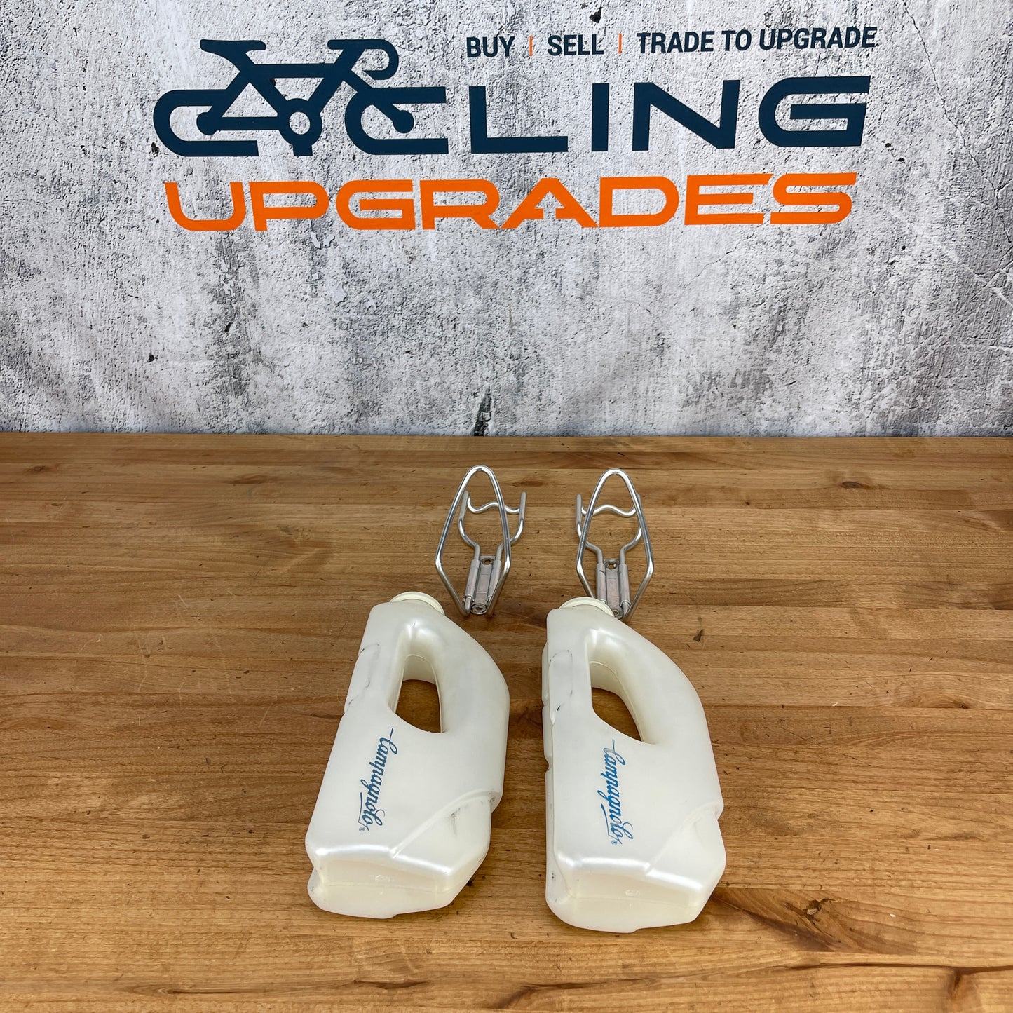 Vintage! Pair Campagnolo Borraccia Biodinamica 500 Water Bottle Cages + Bottles