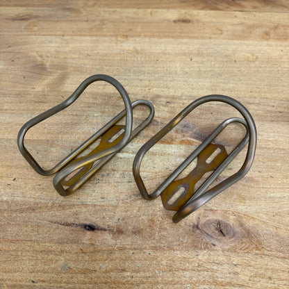 Light Use! Silca Titanium Bourbon Pair Cycling Bike Water Bottle Cages 64g