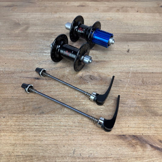 Low Mile! Phil Wood Classic/Pro 36h Black Campagnolo Front & Rear Hub + Skewers