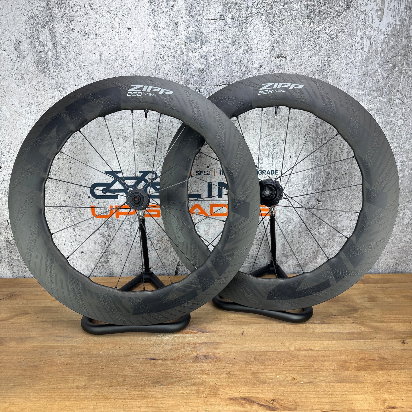 Low Mile! Zipp 858 NSW Carbon TT/Tri Tubeless Disc Bike Wheelset 1540g Cognition