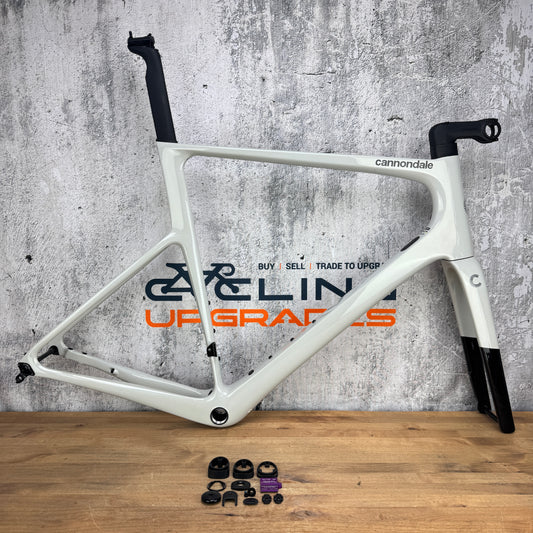 Low Mile! 2023 Cannondale SuperSix EVO 61cm Chalk Carbon Disc Frameset 700c