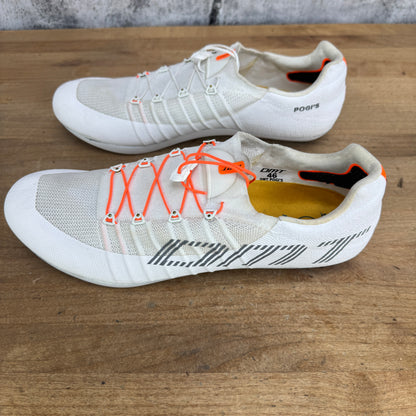 Light Use! DMT 2024 POGI 46 EU 3-Bolt White Lace-Up Carbon Cycling Shoes 598g