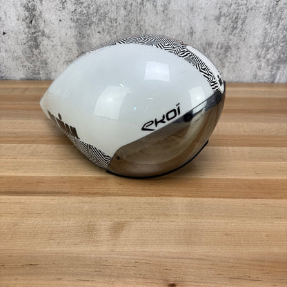 Low Mile! Ekoi Veloce Medium 55-59cm Ironman White TT/Triathlon Cycling Helmet