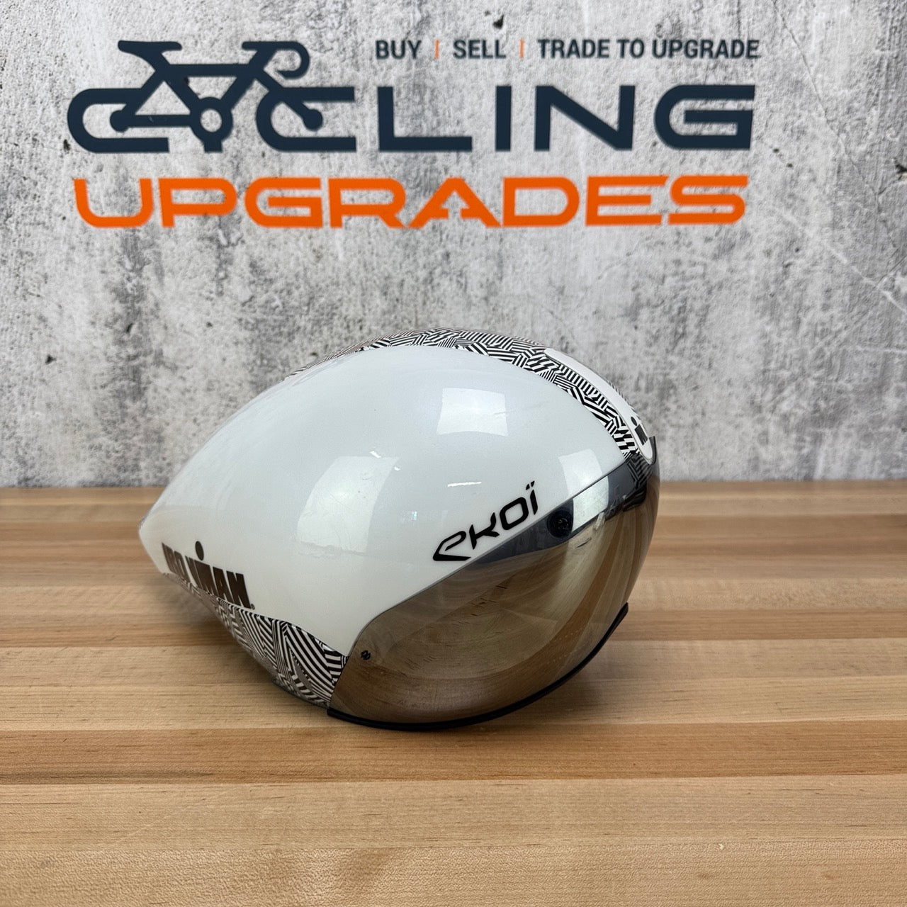 Low Mile! Ekoi Veloce Medium 55-59cm Ironman White TT/Triathlon Cycling Helmet