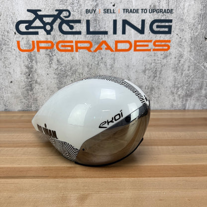 Low Mile! Ekoi Veloce Medium 55-59cm Ironman White TT/Triathlon Cycling Helmet