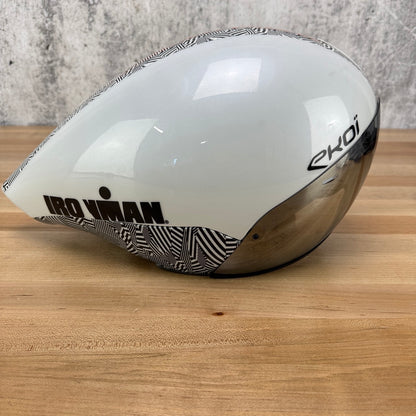 Low Mile! Ekoi Veloce Medium 55-59cm Ironman White TT/Triathlon Cycling Helmet
