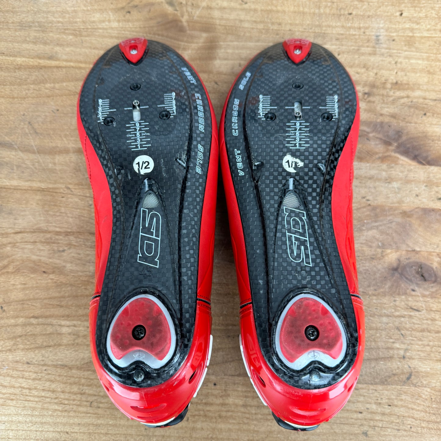 Light Use! Sidi Shot EU 45 US 10.5 Road Men's 3-Bolt Carbon Cycling Shoes Matt Red