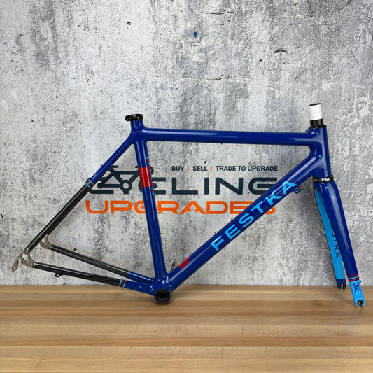 Festka One Blue Carbon Rim Brake 53cm Custom Road Bike Frameset 700c 1590g
