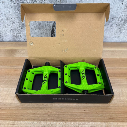 New! Origin8 Strapd Green Composite Platform/Flat MTB Bike Pedals 364g MSRP $60