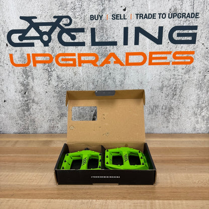 New! Origin8 Strapd Green Composite Platform/Flat MTB Bike Pedals 364g MSRP $60