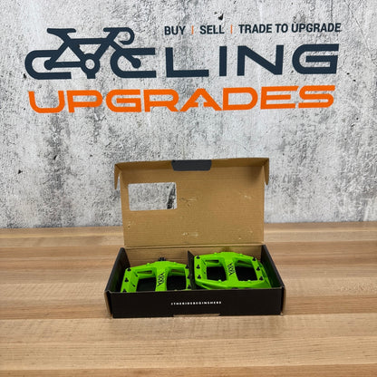 New! Origin8 Strapd Green Composite Platform/Flat MTB Bike Pedals 364g MSRP $60