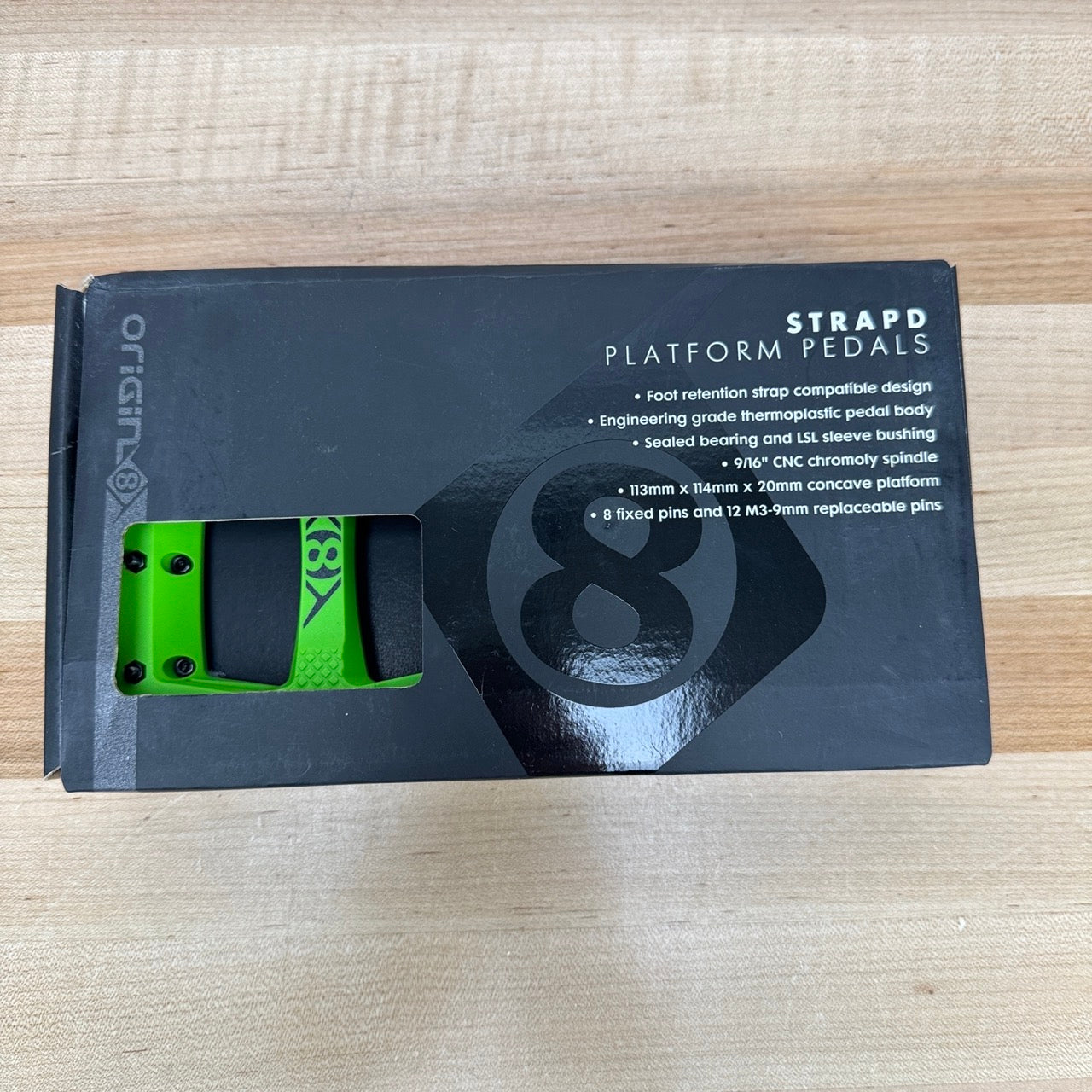 New! Origin8 Strapd Green Composite Platform/Flat MTB Bike Pedals 364g MSRP $60