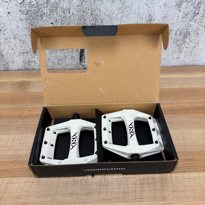New! Origin8 Strapd White Composite Platform/Flat MTB Bike Pedals 364g MSRP $60