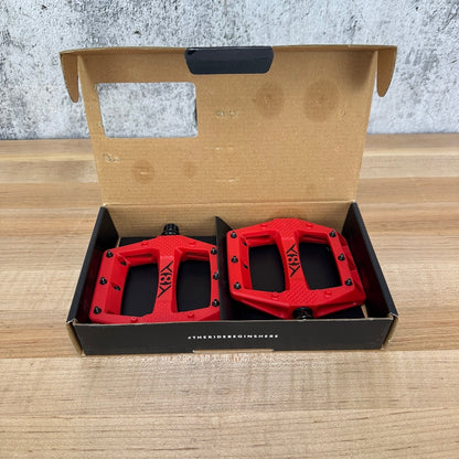 New! Origin8 Strapd Red Composite Platform/Flat MTB Bike Pedals 364g MSRP $60