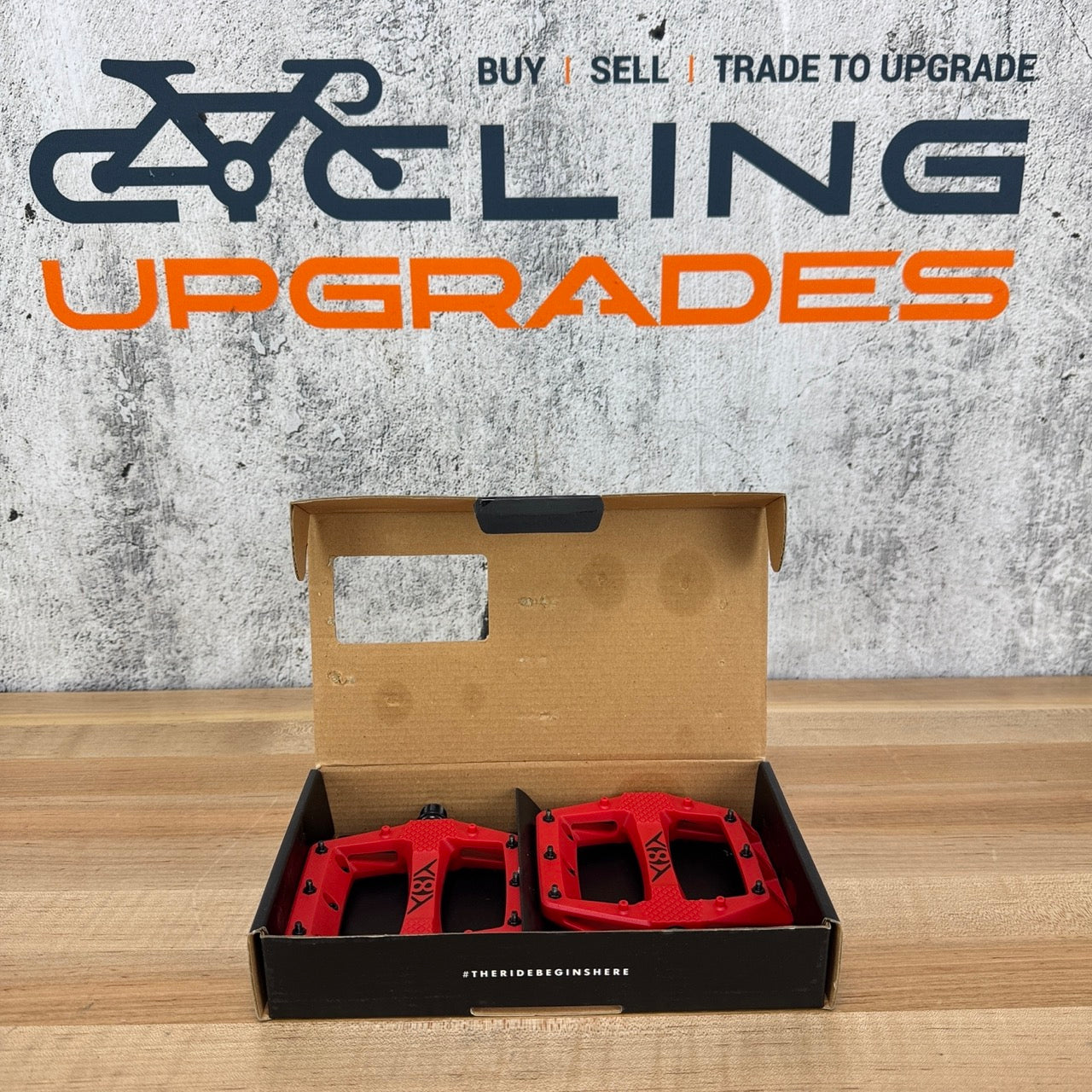 New! Origin8 Strapd Red Composite Platform/Flat MTB Bike Pedals 364g MSRP $60