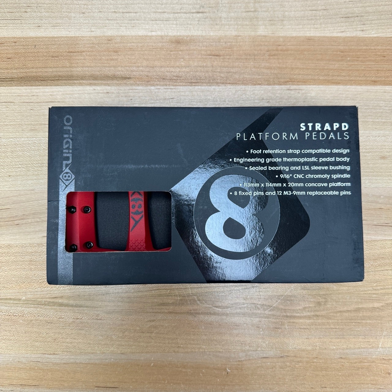New! Origin8 Strapd Red Composite Platform/Flat MTB Bike Pedals 364g MSRP $60