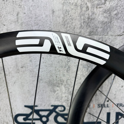 Low Mile! Enve SES 3.4 Carbon Tubeless Hookless Disc Wheelset 700c 1446g