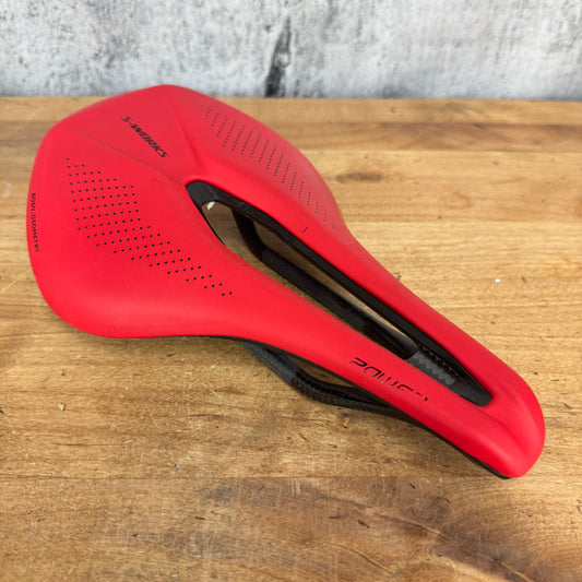 Light Use! Specialized S-Works Power 143mm 7x9mm Carbon Rails Red Bike Saddle