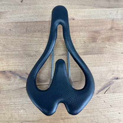 New! Infinity Elite E2 Black Leather 7x7mm Stainless Rails Comfort Bike Saddle