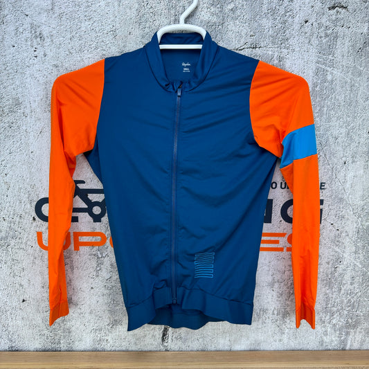 Light Use! Rapha Pro Team Long Sleeve Small Blue/Orange Cycling Jersey
