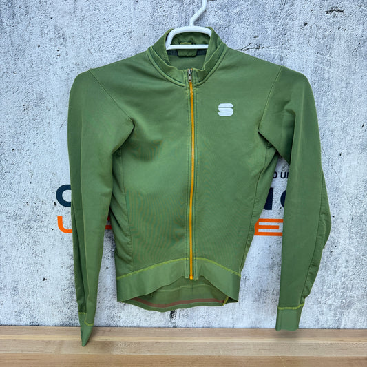 Light Use! Sportful Thermal Long Sleeve Small Green Cycling Jersey