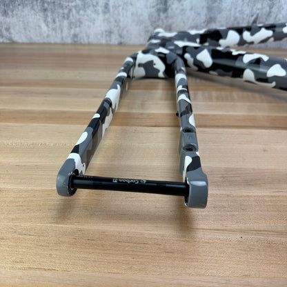 Open U.P. Small Black Magic Paint White Camo Disc Carbon Gravel Frameset 1550g