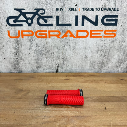 PNW Loam Red Lock-on MTB Flat Bar Handlebar Bike Grips 96g