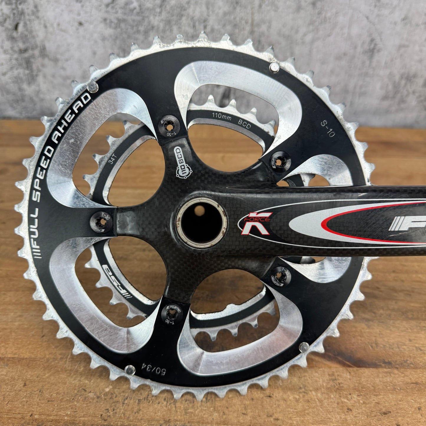 FSA K-Force 172.5mm 50/34 10-Speed 110BCD 24mm Spindle Carbon Bike Crankset 630g