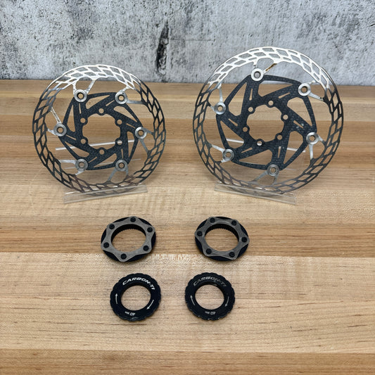 Carbon-Ti X Carbon 6-Bolt 160/140mm Disc Brake Rotors + Center Lock Adapters