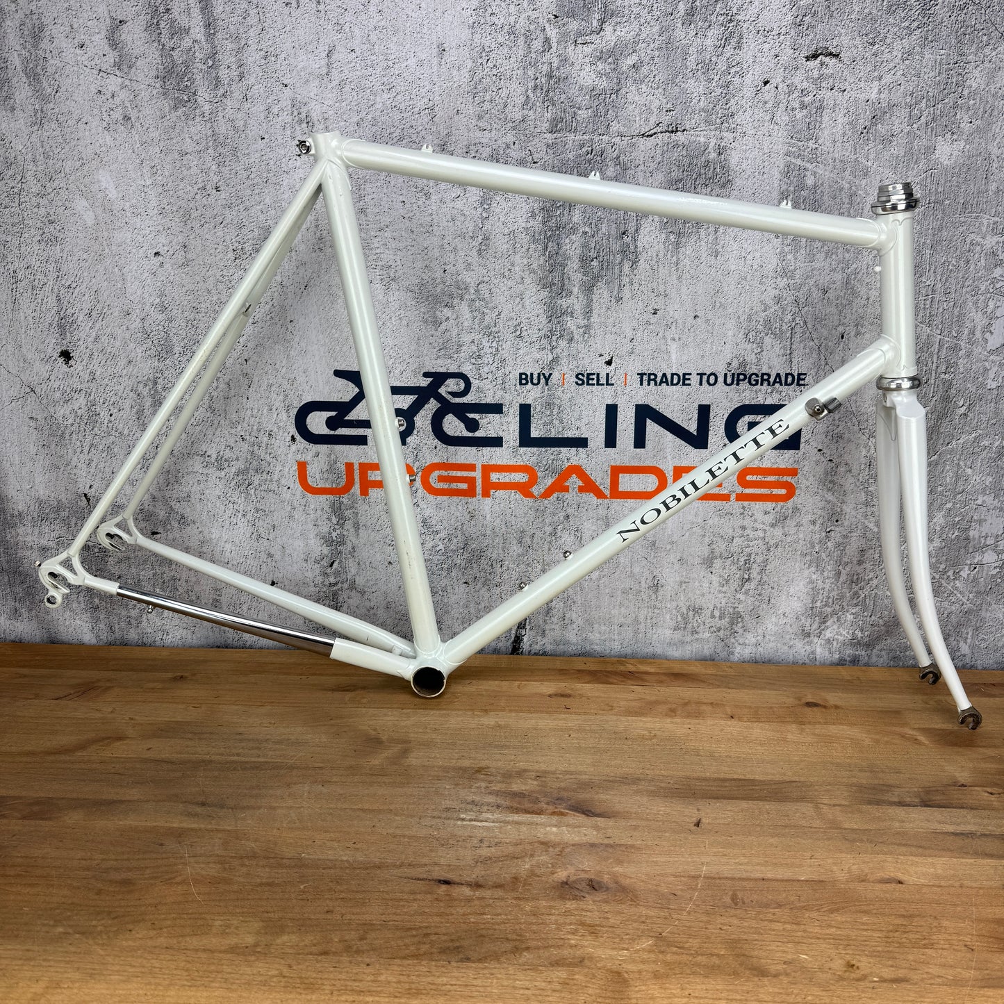 Vintage! Nobilette 57.5cm Rim Brake Steel Frameset 700c White 2878g