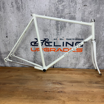 Vintage! Nobilette 57.5cm Rim Brake Steel Frameset 700c White 2878g