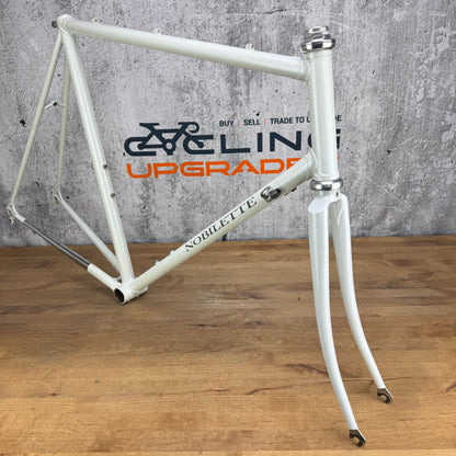Vintage! Nobilette 57.5cm Rim Brake Steel Frameset 700c White 2878g