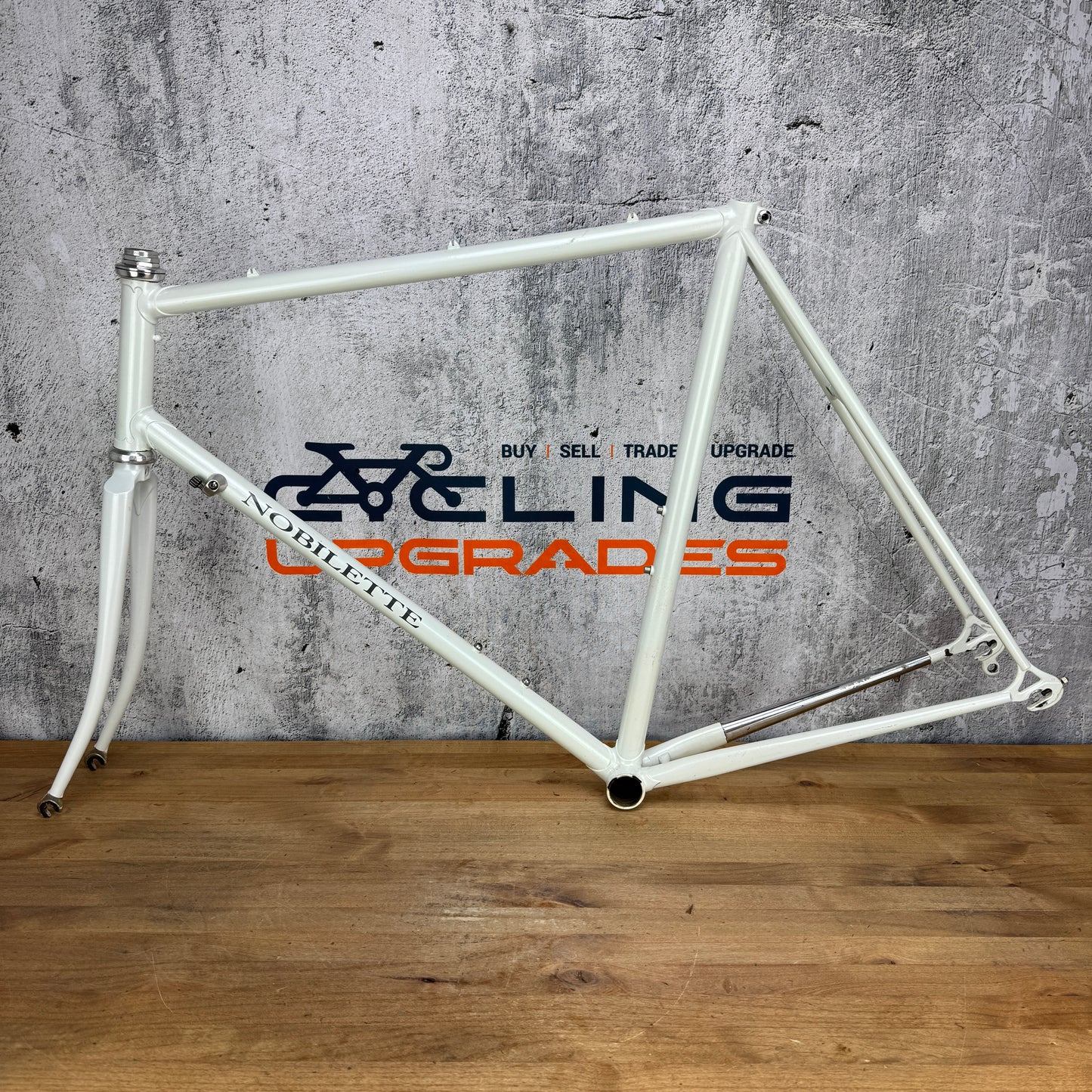 Vintage! Nobilette 57.5cm Rim Brake Steel Frameset 700c White 2878g