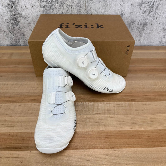 New! Fizik Vega Carbon 40 EU White-White Clipless 3-Bolt Cycling Shoes MSRP $470