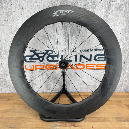 Low Mile! 2022 Zipp 858 NSW Carbon Tubeless Disc Brake Front Wheel 721g TT/Triathlon