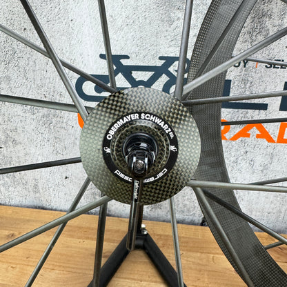 Low Mile! Lightweight Meilenstein Obermayer Schwarz Carbon Tubular Wheelset 949g