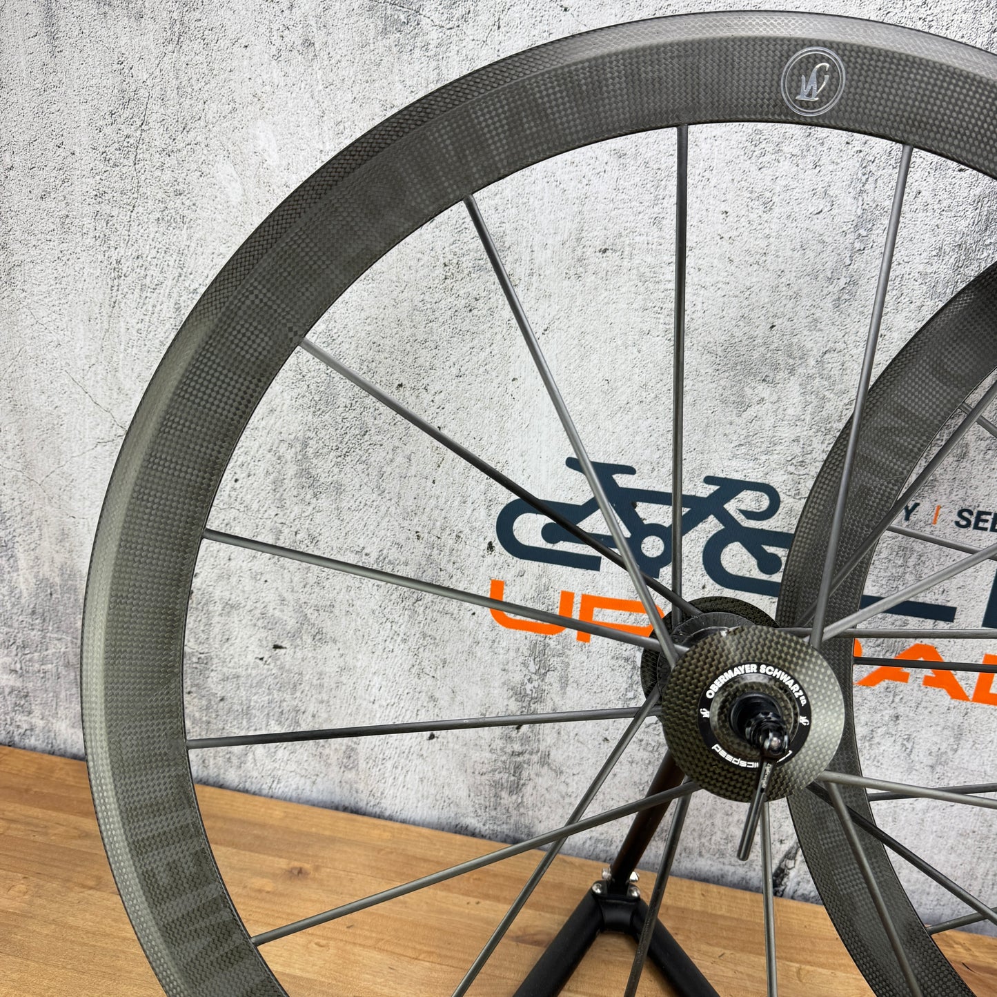 Low Mile! Lightweight Meilenstein Obermayer Schwarz Carbon Tubular Wheelset 949g