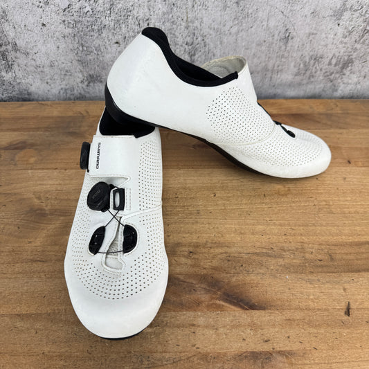 Light Use! Shimano RC7 Men's 43 EU White 3-Bolt Road Cycling Shoes BOA Dial