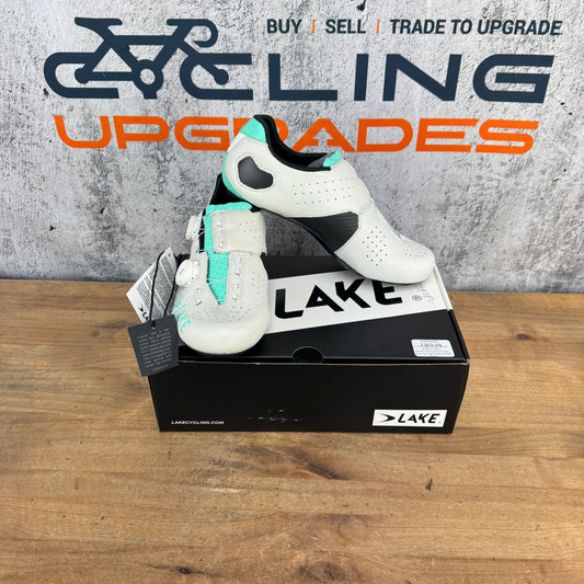 New! Lake CX333 Wide 40.5 EU White/Bianchi Celeste BOA Cycling Shoes MSRP $500