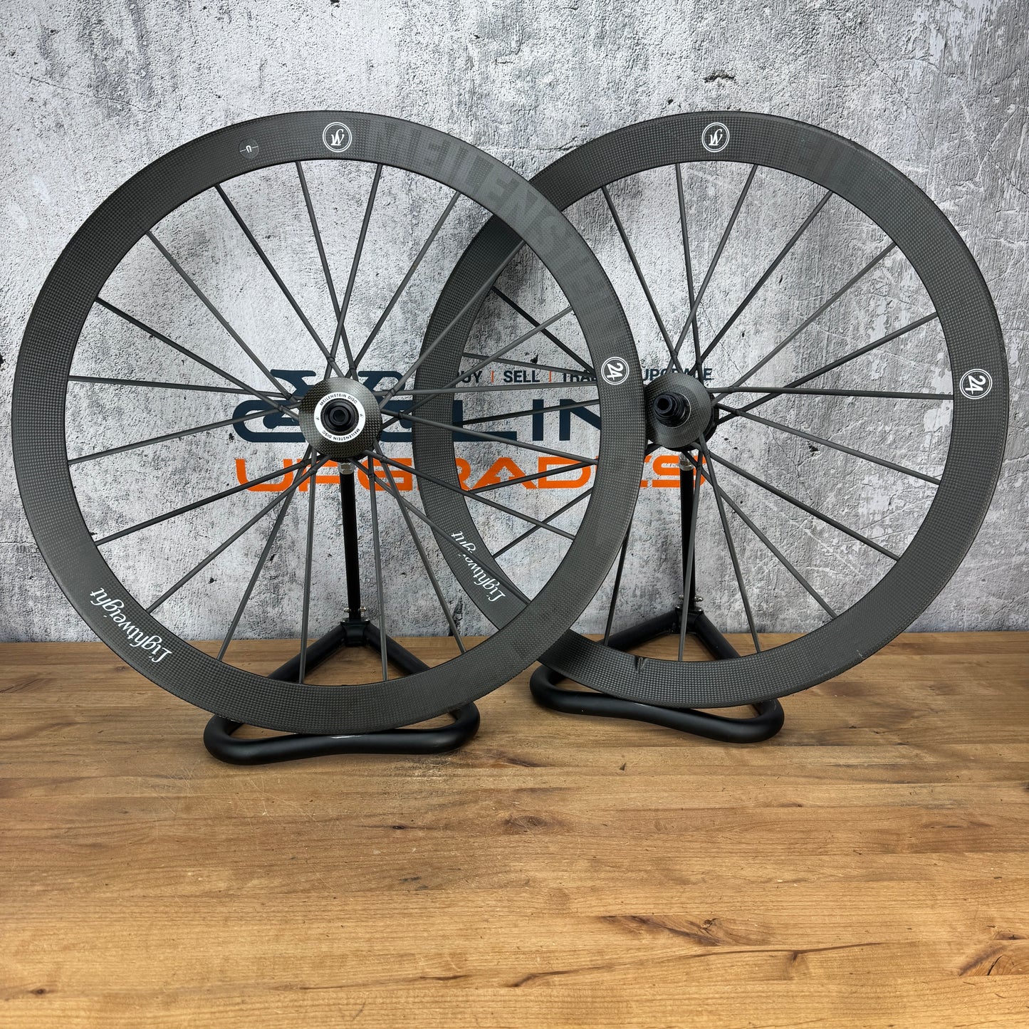 Lightweight Meilenstein T 24D Carbon Tubular Disc Brake Wheelset 700c 1210g