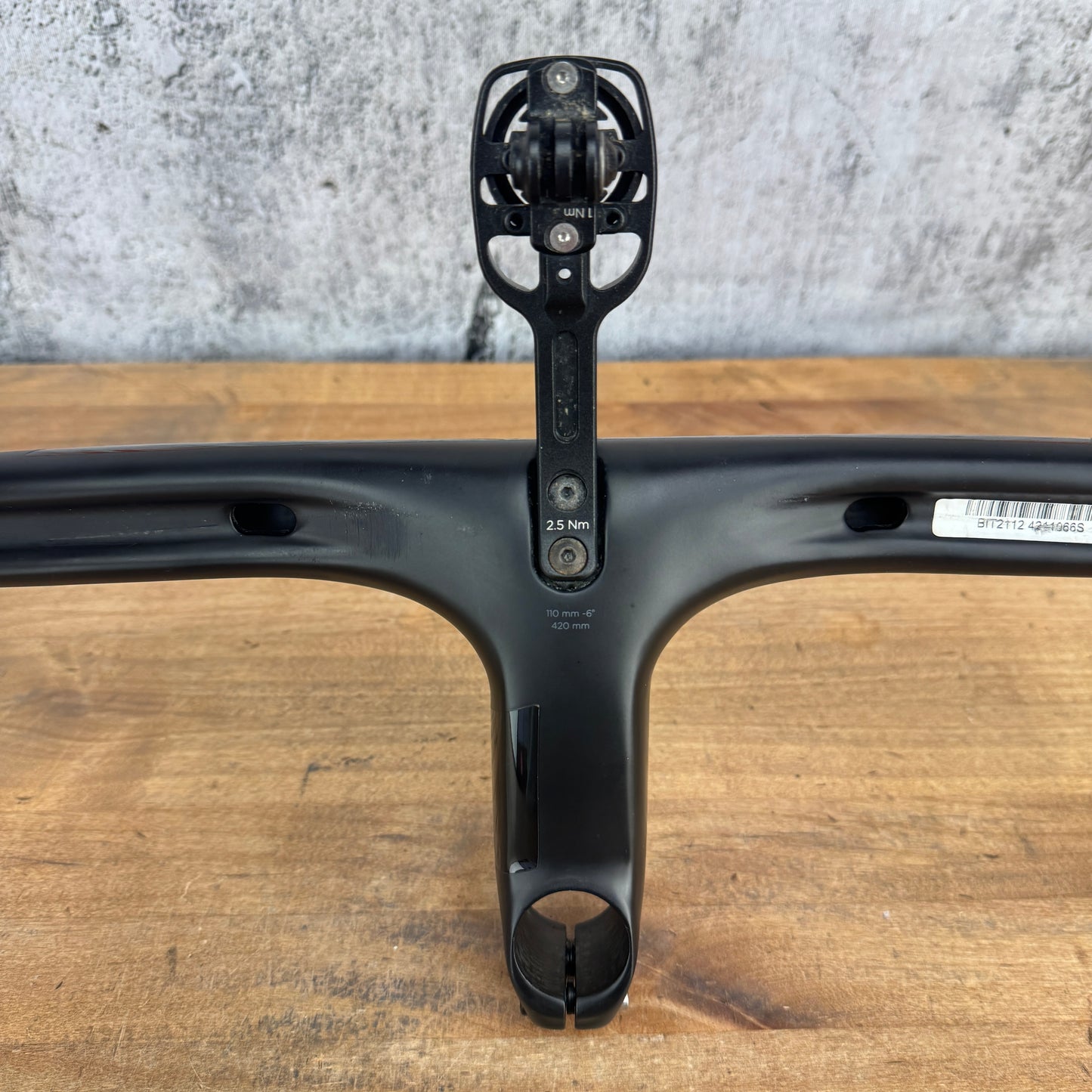 Black Inc Integrated 42cm x 110mm -6 Degree Carbon Handlebar w/ Computer Mount