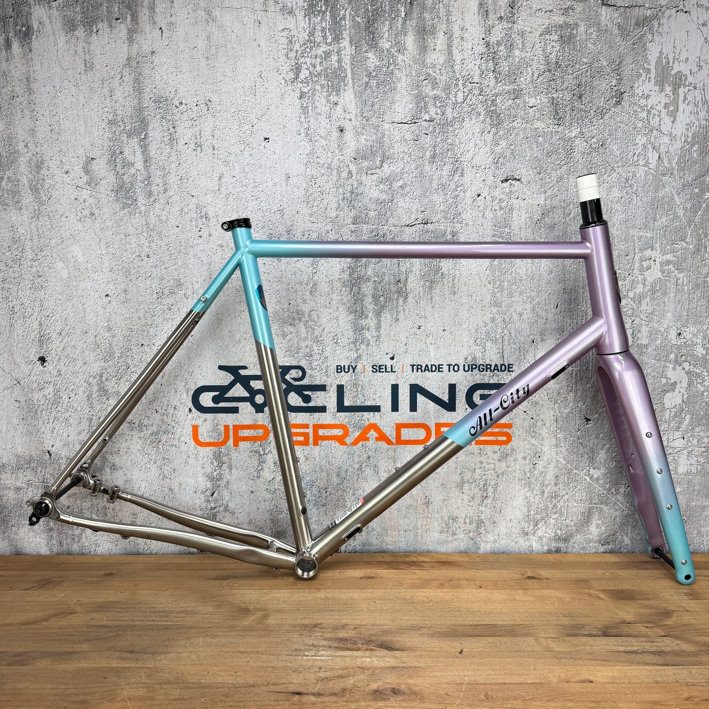 Low Mile! All City Cosmic Stallion 61cm Mermaid Fade Titanium Bike Frameset 700c